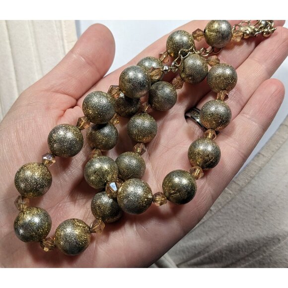 Charming Charlie Glitter Ball Glam Silver And Gold Tone Beaded Necklace - Picture 6 of 7